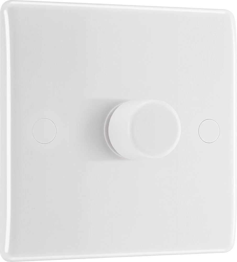 BG Nexus Series White Moulded Single Dimmer Switch 2 Way, Trailing Edge 200W