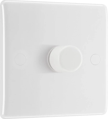BG Nexus Series White Moulded Single Dimmer Switch 2 Way, Trailing Edge 200W