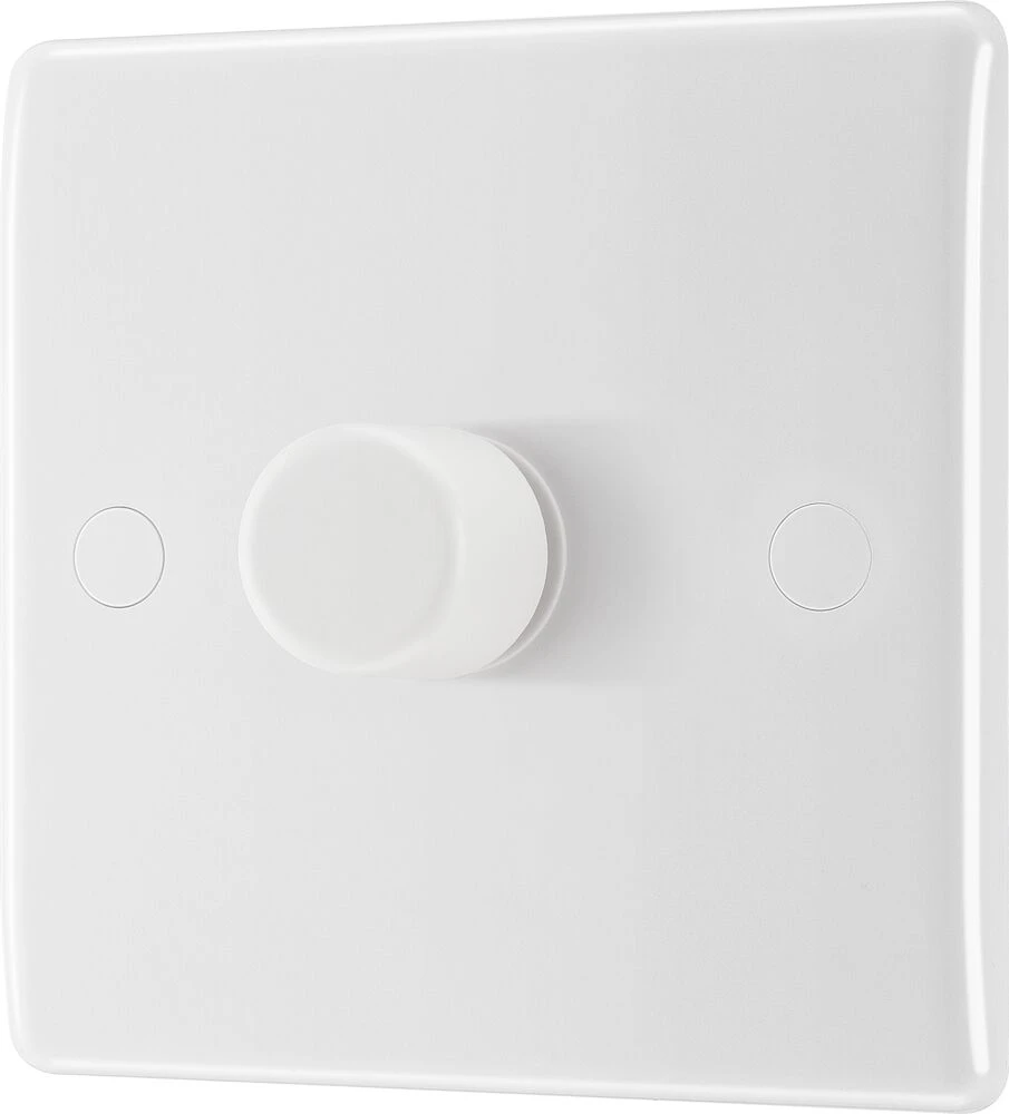 BG Nexus Series White Moulded Single Dimmer Switch 2 Way, Trailing Edge 200W