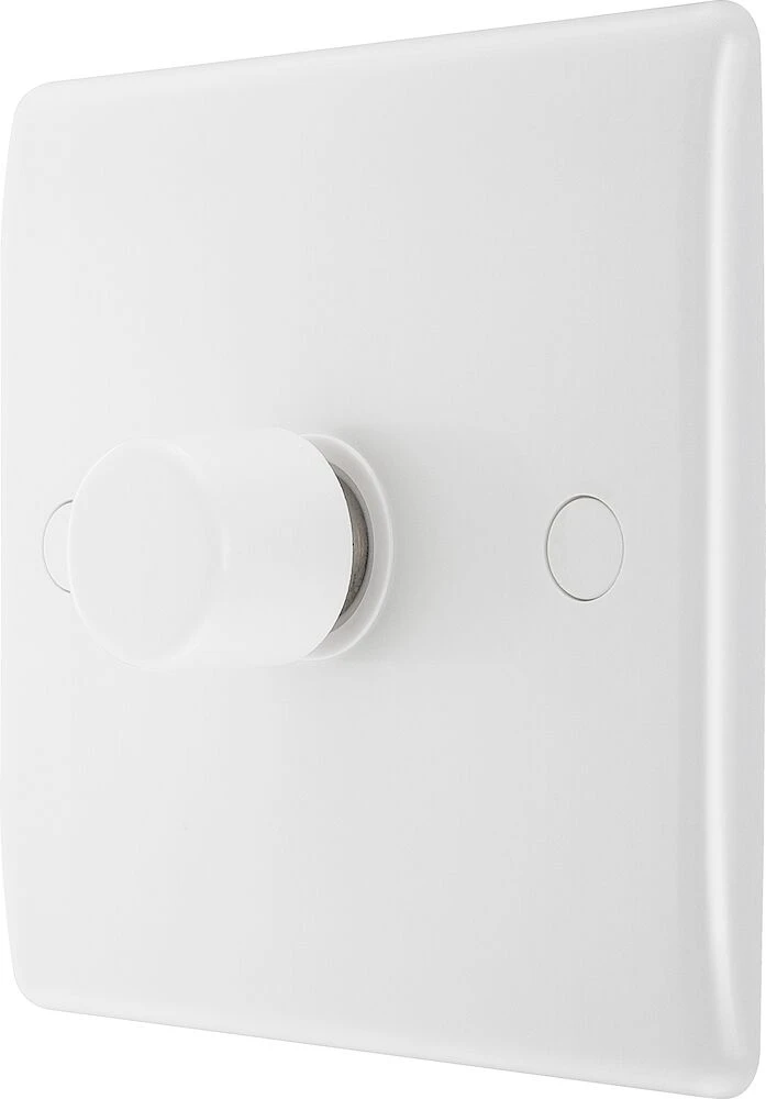 BG Nexus Series White Moulded Single Dimmer Switch 2 Way, Trailing Edge 200W
