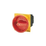 Moeller Main switch, P1, 32 A, flush mounting, 3 pole, Emergency switching off function, With red rotary handle and yellow locking ring, Lockable in the 0 (Off) positio