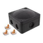 Wiska COMBI 95 x 95 x 60mm Polypropylene Junction Box IP66/IP67 8 x M20 Threaded Membrane Side Entries 1 x M20/M25 Entry 3 x WAGO 221-413 Terminals Black