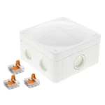 Wiska COMBI 95 x 95 x 60mm Polypropylene Junction Box IP66/IP67 8 x M20 Threaded Membrane Side Entries 1 x M20/M25 Entry 3 x WAGO 221-413 Terminals White