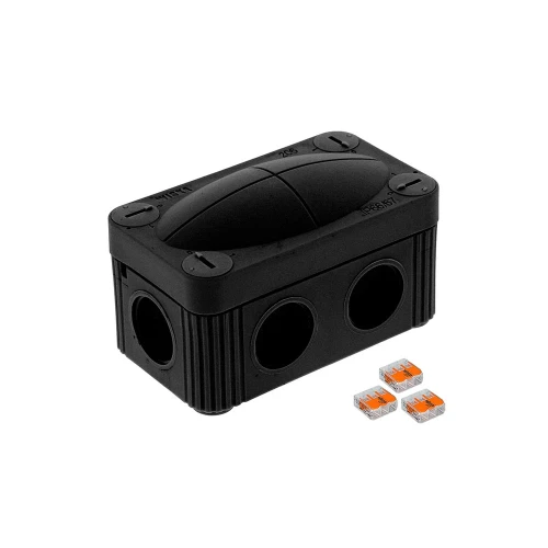 COMBI 85 x 49 x 51mm Polypropylene Junction Box IP66/IP67 9 x M20 Threaded Membrane Side Entries 3 x WAGO 221-413 Terminals Black