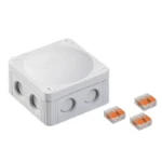 Wiska COMBI 85 x 85 x 51mm Polypropylene Junction Box IP66/IP67 8 x M20 Threaded Membrane Side Entries 3 x WAGO 221-413 Terminals Light Grey