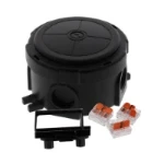 Wiska COMBI Ø 82 x 57mm Polypropylene Junction Box IP66/IP67 4 x M20 Threaded Membrane Side Entries 3 x WAGO 221-413 Terminals Black