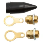 M20S Brass Indoor Cable Gland Pack Complete with Brass Locknut and Black Non-LSF PVC Shroud Suitable for SWA Cable IP20 (Pack of 2)