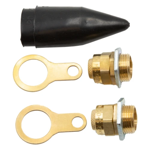 M20S Brass Indoor Cable Gland Pack Complete with Brass Locknut and Black Non-LSF PVC Shroud Suitable for SWA Cable IP20 (Pack of 2)