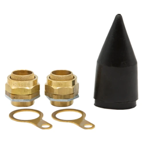M25 Brass Indoor Cable Gland Pack Complete with Brass Locknut and Black Non-LSF PVC Shroud Suitable for SWA Cable IP20 (Pack of 2)