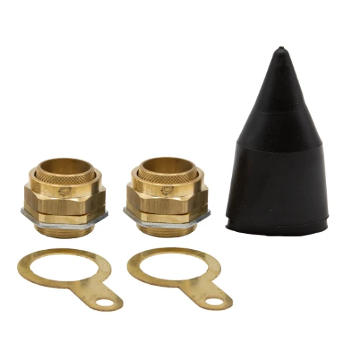 M32 Brass Indoor Cable Gland Pack Complete with Brass Locknut and Black Non-LSF PVC Shroud Suitable for SWA Cable IP20 (Pack of 2)