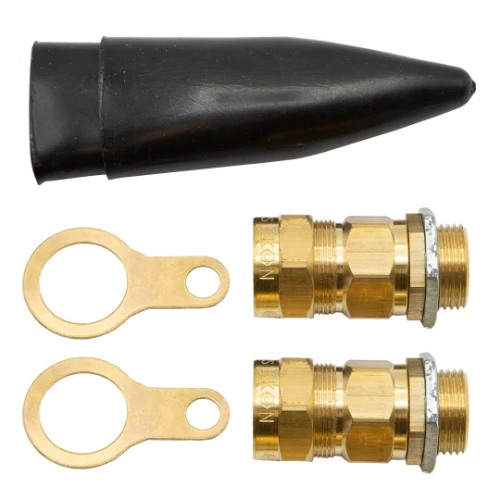 M20S Brass Outdoor Cable Gland Pack Complete with Brass Locknut and Black Non-LSF PVC Shroud Suitable for SWA Cable IP54 (Pack of 2)