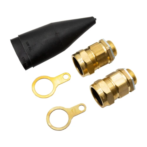 M25 Brass Outdoor Cable Gland Pack Complete with Brass Locknut and Black Non-LSF PVC Shroud Suitable for SWA Cable IP54 (Pack of 2)