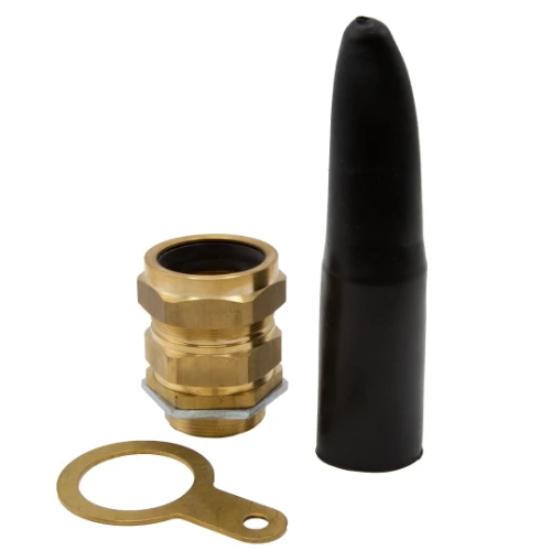 M40 Brass Outdoor Cable Gland Pack Complete with Brass Locknut and Black Non-LSF PVC Shroud Suitable for SWA Cable IP54 (Pack of 1)