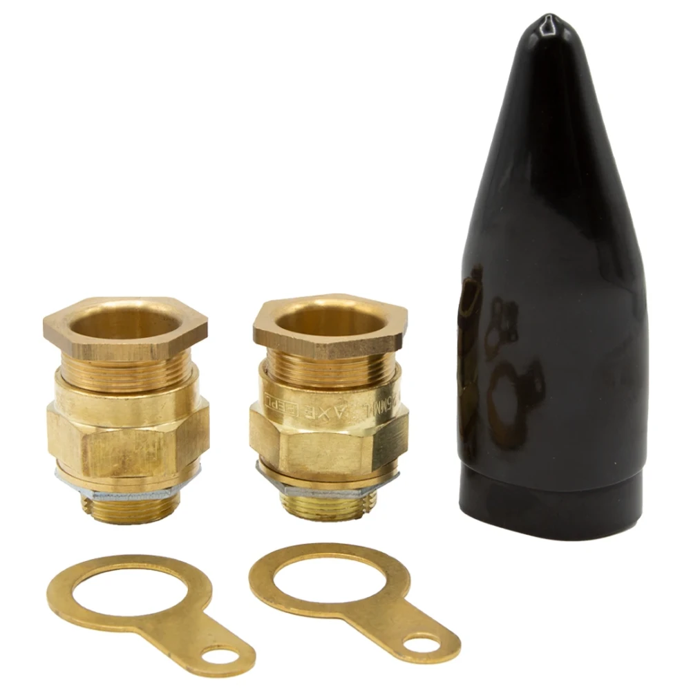 M25 Brass Gland Pack Complete with O-ring Black PVC LSF Shroud Locknut for Wire Braided Cables (Pack of 2)