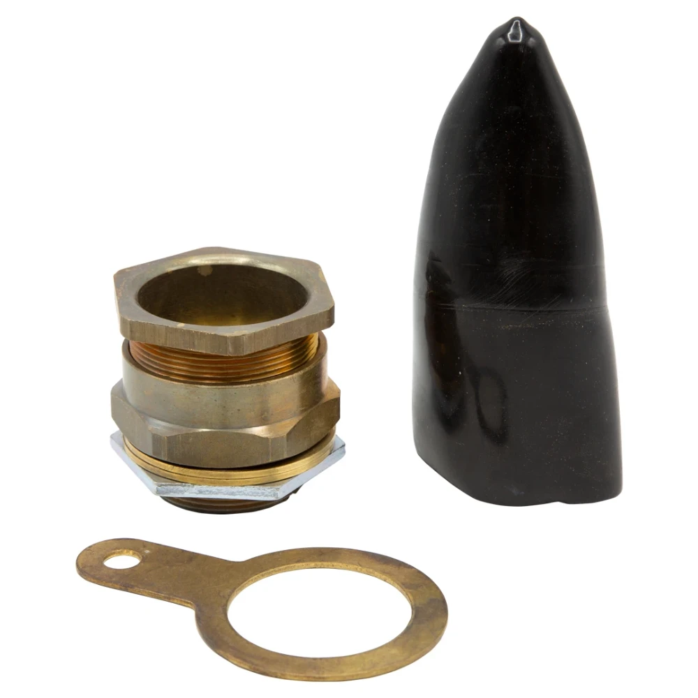 M40 Brass Gland Pack Complete with O-ring Black PVC LSF Shroud Locknut for Wire Braided Cables (Pack of 1)