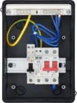 BG Fortress Weatherproof IP65, 5 module populated EV kit c/w 100A main switch, 40A 30mA  Double Pole RCBO Type A, type 2 SPD