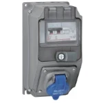 Hypra IP44 16A 200/250V AC 2 Pole + Earth Surface Mounting Single Socket Combination Unit with RCBO