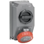 Hypra IP66/67-55 32A 380/415V AC 3 Pole + Neutral + Earth Surface Mounting Single Socket Combination Unit with Switch