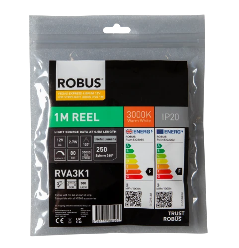 VEGAS EXPRESS 4.8W/m 12V LED Flexi-Strip 3000K IP20 1m