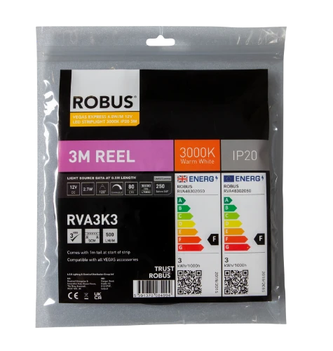 VEGAS EXPRESS 4.8W/m 12V LED Flexi-Strip 3000K IP20 3m