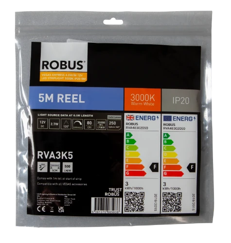 VEGAS EXPRESS 4.8W/m 12V LED Flexi-Strip 3000K IP20 5m