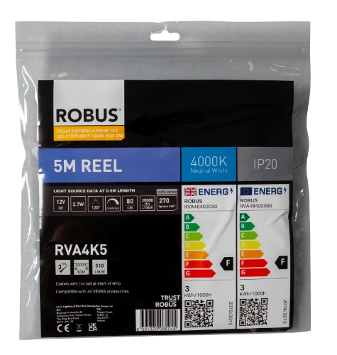 VEGAS EXPRESS 4.8W/m 12V LED Flexi-Strip 4000K IP20 5m