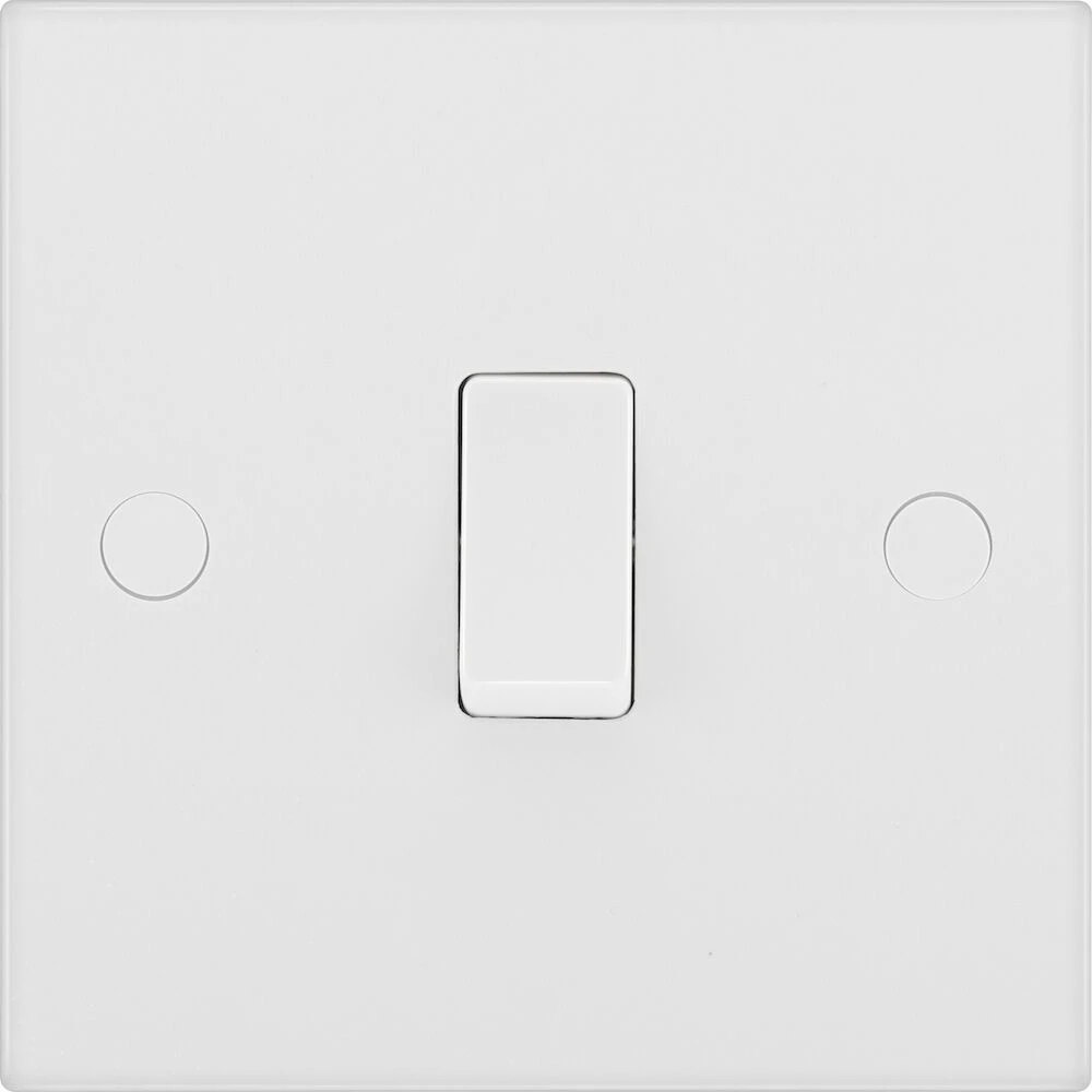 BG White Moulded Square Edge 20A 16AX Single Switch 1 Way