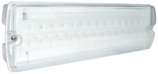 Maintained IP65 Emergency bulkhead 7W LED 6000K with signs directive legend set