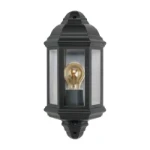 Bell Retro Vintage Half Lantern in Black with PIR (Lamp Not Included)