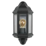 Bell Retro Vintage Half Lantern in Black with PIR (Lamp Not Included)