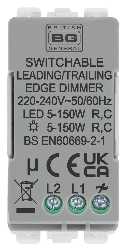 BG Grid Dual Intelligent Dimmer Switch, 2 Way, White