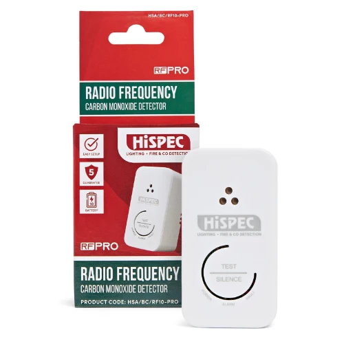 Hispec Radio Frequency Battery Carbon Monoxide Detector, powered by a 10yr Sealed Lithium Battery  