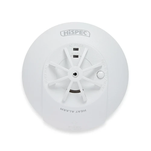 Hispec Interconnectable Fast Fix Mains Heat Detector with 10yr Rechargeable Lithium Battery Backup   