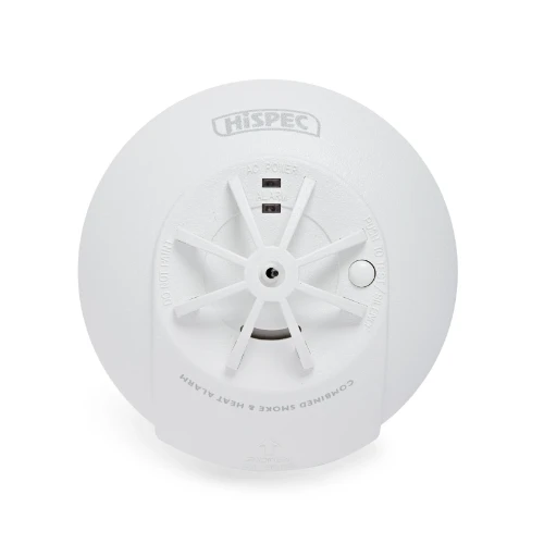 Hispec COMBO Fast Fix Mains Smoke & Heat Detector with 10yr Rechargeable Lithium Battery Backup 