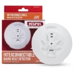 Hispec Interconnectable Fast Fix Mains Heat Detector with 9V Backup Battery Included    