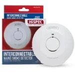 Hispec Interconnectable Fast Fix Mains Smoke Detector with 10yr Rechargeable Lithium Battery Backup   