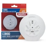 Hispec COMBO Fast Fix Mains Smoke & Heat Detector with 10yr Rechargeable Lithium Battery Backup 