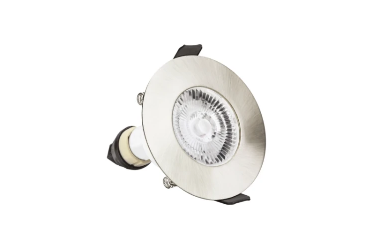 Integral Lighting Integral LED Evofire Fire Rated Downlight 70mm Cutout IP65 Satin Nickel Round +GU10 Holder