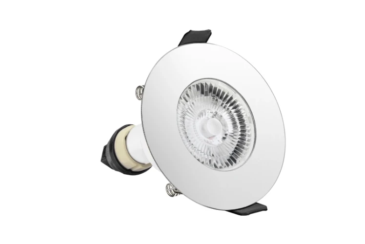 Integral Lighting Integral LED Evofire Fire Rated Downlight 70mm Cutout IP65 Polished Chrome Round +GU10 Holder