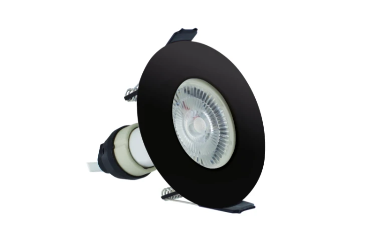 Integral Lighting Integral LED Evofire Fire Rated Downlight 70mm Cutout IP65 Black Round +GU10 Holder