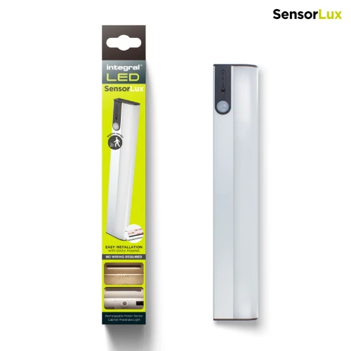 Integral LED Sensorlux Cabinet Wardrobe Light 261mm 100lm 3000K With PIR Sensor Rechargeable Battery