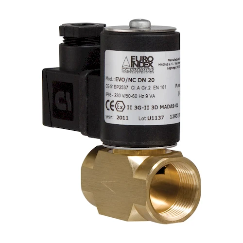 Euro-Index vanne magnétique gaz avec reset automatique FF 3/4 x 3/4 - 200 mbar - NC