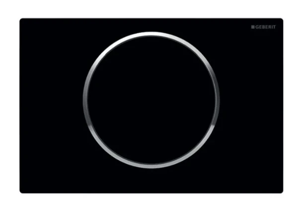 Geberit Sigma 10 plaque de commande noir mat rinçage go/stop 24,6 - 1,4 o 16,4  cm plastique easy-to-clean anneau en coating:poli