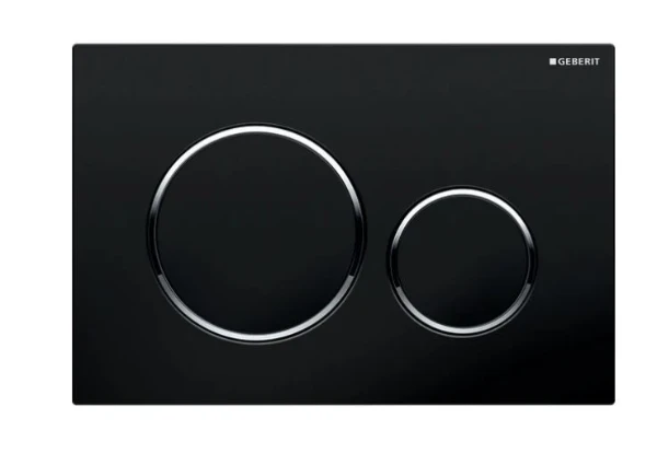 Geberit Sigma 20 plaque de commande - noir mat - avec 2 touches - synthétique anneaux design chromé brillant