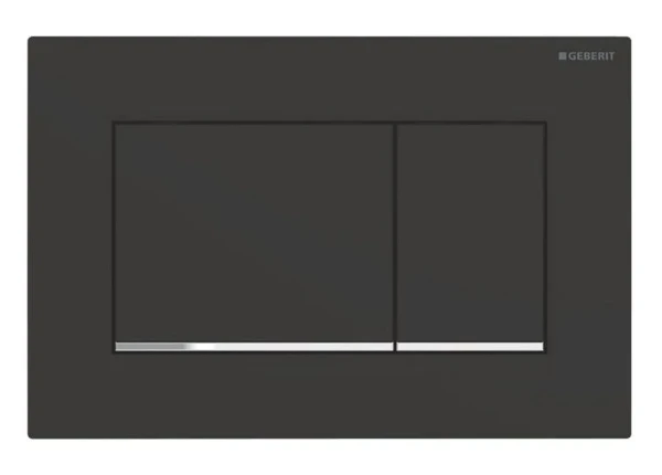 Geberit Sigma 20 (ex Sigma 30) plaque de commande - noir mat - avec 2 touches - synthétique design chromé brillant