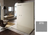 Aqua Prestige Centuria receveur de douche 900 x 900 mm - texture stone cemento - siphon inclus - plaque de finition en acier inoxydable