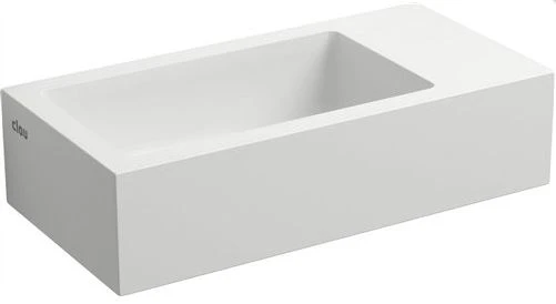 CL/03.13031 Clou Flush 3 handenwasser 360 x 180 x 90 mm - waskom links - wit mat - aluite - zonder kraangat - zonder overloop - met plug