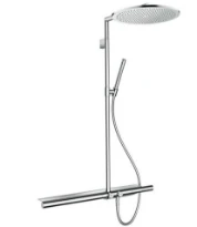 Axor Showerpipe colonne de douche nickel brossé avec thermostat - douche à main - Douche de tête