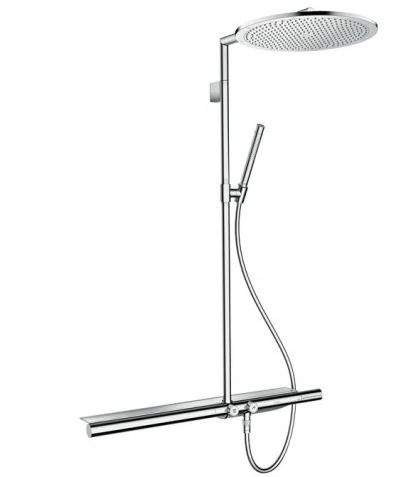 Axor Showerpipe colonne de douche nickel brossé avec thermostat - douche à main - Douche de tête
