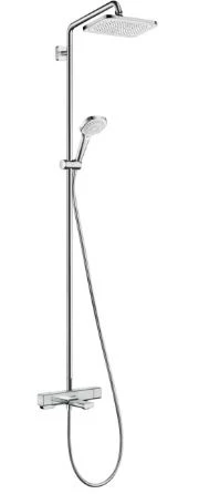 Hansgrohe Croma E colonne de douche thermostat. EcostatE 280 MM - 170 MM o blanc/chromé , douche de tête+douchette,flexible, pièce coulissante